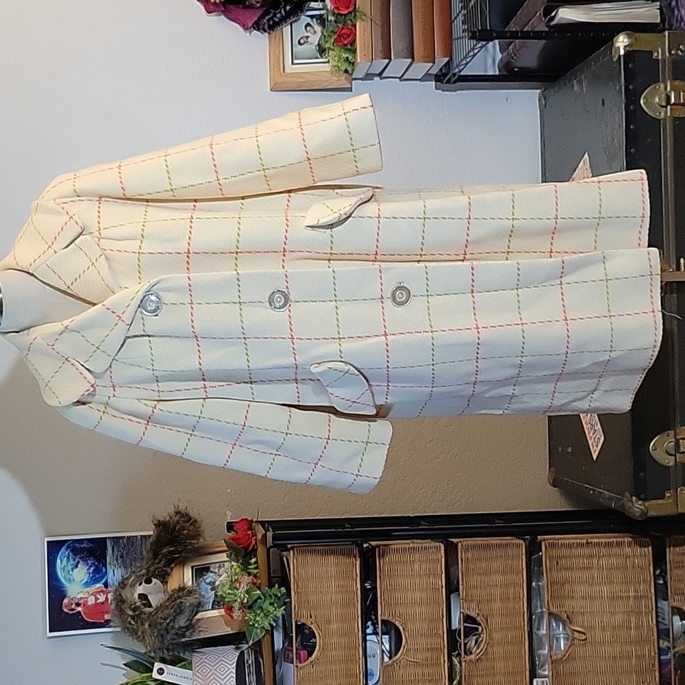 VINTAGE Union Label Long Coat Patterned - Picture 3 of 11